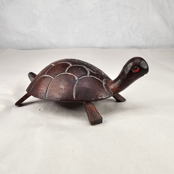 Carved Wood Turtle Figurine Sculpture Jamaica Souvenir Tropical Decor - Picture 3 of 12